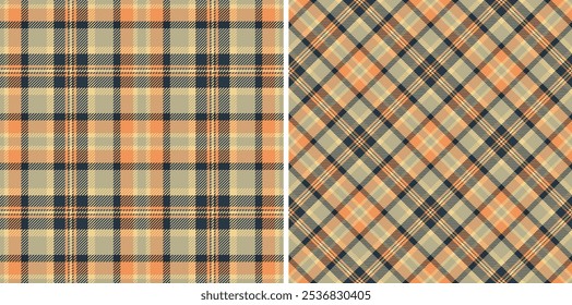 Tartan karierte Überprüfung von nahtlosen Hintergrund-Muster mit einem Vektor Textur Textil. In trendigen Farben für schmutzige Streifenmuster in Kleidung.