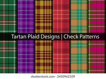 Tartan Plaid Design, Check Patterns for Fabrics, Textiles, Clothing and Backgrounds. Men, Women and Kids Fashion. Scottish seamless patterns for tablecloths, clothes, shirts and dresses.