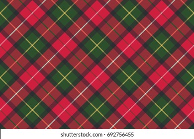 Tartan plaid diagonal seamless fabric texture. Vector illustration.
