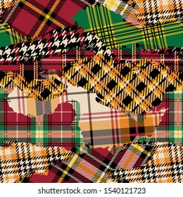 Tartan Plaid Fabric Patchwork Collection Abstract Vector Seamless Pattern Wallpaper