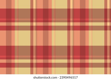 Tartan plaid fabric of texture seamless vector with a pattern background textile check in red and orange colors.