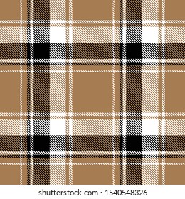 Tartan plaid gray white line fabric texture brown background seamless pattern ,Scottish cage 