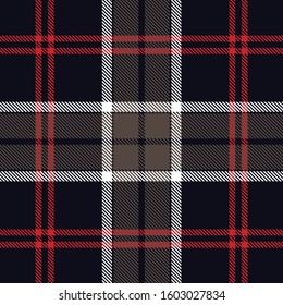 Tartan plaid gray white red  line fabric texture blue background seamless pattern , Scottish cage.