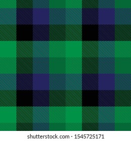 Tartan plaid green black blue line fabric texture background seamless pattern ,Scottish cage 
