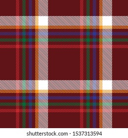 Tartan plaid green blue yellow red white line fabric texture red background seamless pattern ,Scottish cage