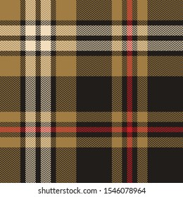 Tartan plaid pattern background. dark multicolored herringbone check plaid graphic in nearly black, gold, and red for scarf, blanket, or other modern winter textile design.