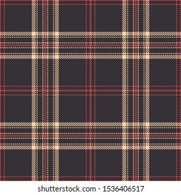 Tartan plaid pattern background. Seamless striped dark check plaid graphic in brown, coral, and apricot beige for scarf, flannel shirt, blanket, throw, or other modern fabric design.