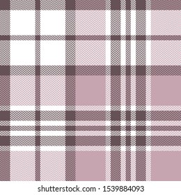 Tartan plaid pattern background. Seamless herringbone check plaid graphic in pink and white for scarf, flannel shirt, blanket, throw, upholstery, or other modern fabric design.