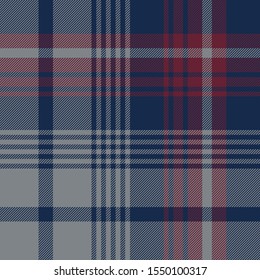 Tartan plaid pattern background. Seamless dark large check plaid graphic in blue, grey, and bordo red for scarf, blanket, throw, upholstery, or other modern autumn or winter fabric design.