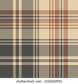 Tartan plaid pattern background. Seamless large striped check plaid graphic in grey, brick brown orange, and sand beige for scarf, flannel shirt, blanket, upholstery, or other modern textile design.