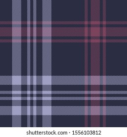 Tartan plaid pattern background. Seamless herringbone check plaid graphic in dark blue, purple, and pink for scarf, flannel shirt, blanket, duvet cover, or other modern autumn winter fabric design.