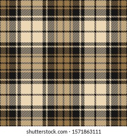 Tartan plaid pattern background. Seamless dark check plaid graphic in light and brown gold, and black for flannel shirt, skirt, blanket, duvet cover, or other modern autumn winter fabric design.