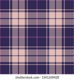 Tartan plaid pattern background. Seamless purple pink check plaid graphic for flannel shirt, blanket, throw, skirt, or other modern autumn winter summer fabric design.