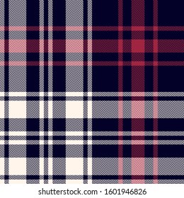 Tartan plaid pattern background. Seamless herringbone dark check plaid graphic in black, red, and off white for scarf, blanket, throw, duvet cover, or other modern autumn winter textile design.