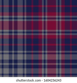 Tartan plaid pattern background. Seamless dark herringbone check plaid graphic in navy blue, bordo red, and grey for scarf, blanket, throw, duvet cover, or other modern winter fabric design.