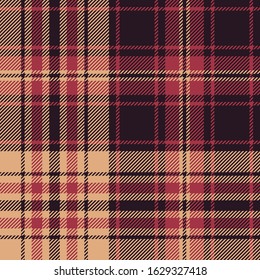 Tartan plaid pattern background. Seamless dark check plaid graphic in bordo red, maroon brown, and beige for flannel shirt, blanket, throw, duvet cover, or other autumn winter fabric design.