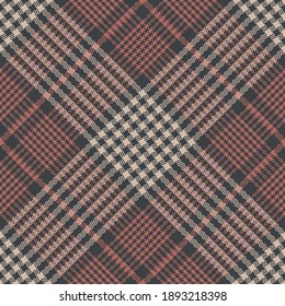 Tartan plaid pattern in beige, coral pink, grey. Textured seamless check background for duvet cover, blanket, throw, or other modern spring summer autumn winter fashion textile print.