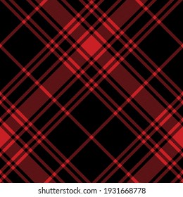 Tartan plaid pattern in black and red. Herringbone textured seamless dark large check plaid graphic for scarf, skirt, blanket, duvet cover, other classic autumn winter fashion textile print.