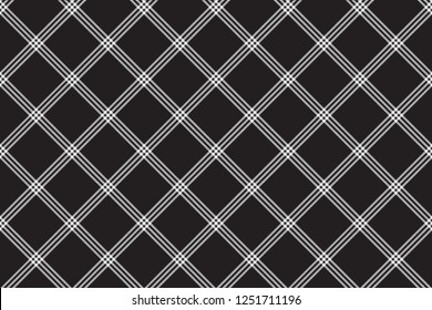 Tartan plaid pattern in black and white. Print fabric texture seamless. Check vector background.
