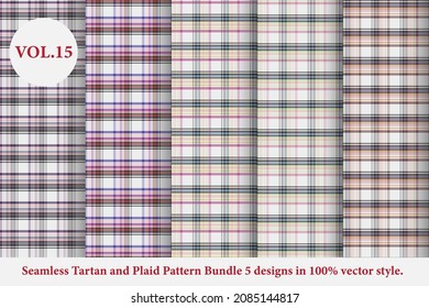 Tartan and Plaid Pattern Bundle Vol.15,Buffalo Vector,Fabric background wallpaper,Monochrome,collection Vector plaid