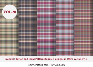 Tartan und Plaid Pattern Bundle Vol.20, Buffalo Vector, Stoffhintergrund, Monochrom, Sammlung Vektorplaid
