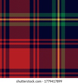 Tartan plaid pattern. Christmas and New year check plaid seamless colorful in dark blue, red, yellow, green for blanket, throw, duvet cover, or other modern winter fabric design.