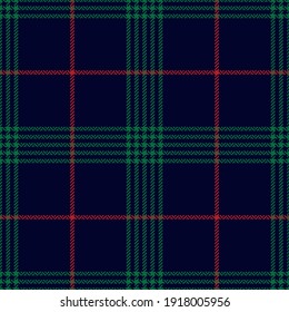 Tartan plaid pattern Christmas in red, green, navy blue. Dark herringbone textured seamless check plaid graphic art for flannel shirt, scarf, blanket, tablecloth, other trendy winter textile print.