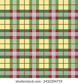 Tartán a cuadros Patrón de diseño de tela Verde Blanco Rojo Amarillo Ilustración vectorial Impreso Ropa Pantalones Camisas Étnicas de tela multiusos Manteles Industria textil y más.