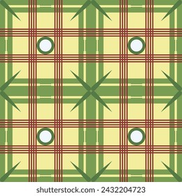 Tartan Plaid Pattern Fabric Design Green White Red Yellow Vector illustration Printed Clothing Pants Shirts Ethnic Multipurpose cloth Tablecloths Textile industry and more.