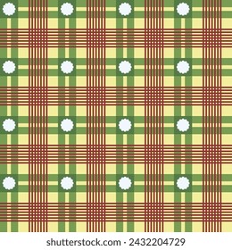 Tartan Plaid Pattern Fabric Design Green White Red Yellow Vector illustration Printed Clothing Pants Shirts Ethnic Multipurpose cloth Tablecloths Textile industry and more.