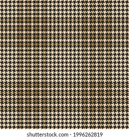 Tartan plaid pattern in gold brown, beige, black. Seamless tweed check background vector for dress, jacket, coat, skirt, trousers, other modern spring autumn fashion textile design. Glen plaid.