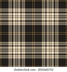Tartan plaid pattern in gold brown, beige, black. Modern herringbone textured classic seamless tartan plaid background vector for spring autumn winter flannel shirt, scarf, other fashion fabric print.
