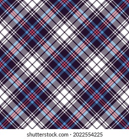 Tartan plaid pattern herringbone in blue, pink, white. Seamless Scottish check vector for flannel shirt, blanket, skirt, other modern spring summer autumn fashion winter fabric design.
