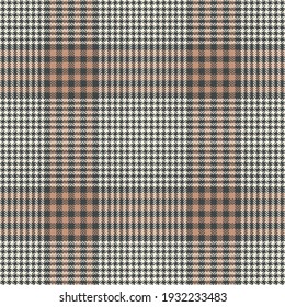 Tartan plaid pattern herringbone glen in grey and beige. Seamless large background vector graphic for jacket, coat, skirt, blanket, duvet cover, other spring autumn winter fashion fabric design.