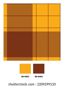 Tartan plaid pattern in mustard yellow. Seamless textured tartan vector for fashion textiles, wallpaper, banner, packaging.