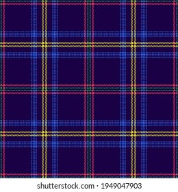 Tartan plaid pattern in navy blue, red, yellow, green. Seamless multicolored check graphic vector texture for autumn winter flannel shirt, scarf, blanket, duvet cover, other fashion textile print.