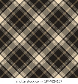Tartan plaid pattern ombre in dark brown, gold, beige. Seamless textured check graphic vector texture for flannel shirt, skirt, blanket, throw, other modern autumn winter fashion fabric print.