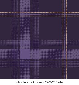 Tartan plaid pattern ombre in purple and yellow gold. Textured autumn winter seamless check graphic vector background for flannel shirt, skirt, blanket, duvet cover, other modern fashion fabric print.
