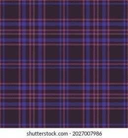 Tartan plaid pattern in purple and pink. Herringbone textured dark check plaid graphic vector for flannel shirt, blanket, other modern spring autumn winter fashion textile print.