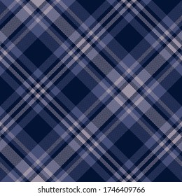 Tartan plaid pattern in purple. Seamless diagonal herringbone check plaid for flannel shirt, blanket, throw, duvet cover, tablecloth, or other modern autumn winter fabric design.