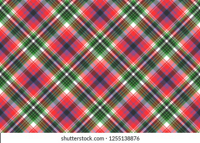 Tartan plaid pattern in red and green. Print fabric texture seamless. Check vector background.