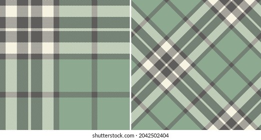 Tartan plaid pattern in sage green for spring summer autumn winter. Seamless traditonal Thomson tartan check for blanket, duvet cover, throw, scarf, poncho, other modern fashion textile design.