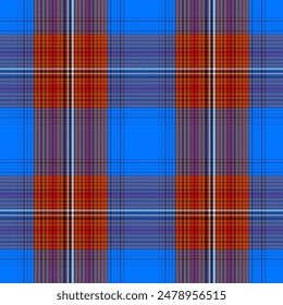 Tartan plaid pattern. Seamless check plaid in blue, red, and yellow for flannel shirt, bag, underwear, pyjamas, or other modern textile printEPS 10.