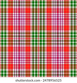 Tartan plaid pattern. Seamless check plaid in blue, red, and yellow for flannel shirt, bag, underwear, pyjamas, or other modern textile printEPS 10.