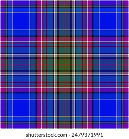 Tartan plaid pattern. Seamless check plaid in blue, red, and yellow for flannel shirt, bag, underwear, pyjamas, or other modern textile print. Hounds tooth texture,EPS 10.