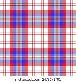Tartan plaid pattern. Seamless check plaid in blue, red, and yellow for flannel shirt, bag, underwear, pyjamas, or other modern textile print,EPS 10.