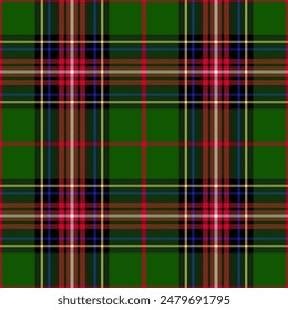 Tartan plaid pattern. Seamless check plaid in blue, red, and yellow for flannel shirt, bag, underwear, pyjamas, or other modern textile print,EPS 10.