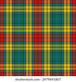Tartan plaid pattern. Seamless check plaid in blue, red, and yellow for flannel shirt, bag, underwear, pyjamas, or other modern textile print,EPS 10.