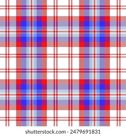 Tartan plaid pattern. Seamless check plaid in blue, red, and yellow for flannel shirt, bag, underwear, pyjamas, or other modern textile print,EPS 10.