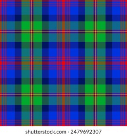 Tartan plaid pattern. Seamless check plaid in blue, red, and yellow for flannel shirt, bag, underwear, pyjamas, or other modern textile print,EPS 10.
